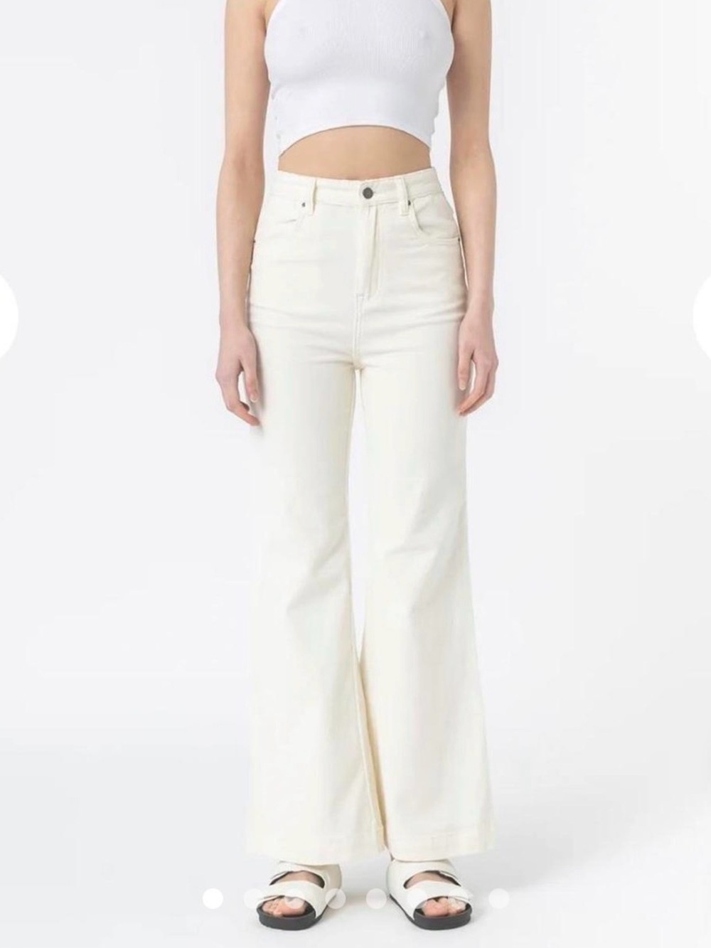 High-Rise Wide Leg Jeans in Cream